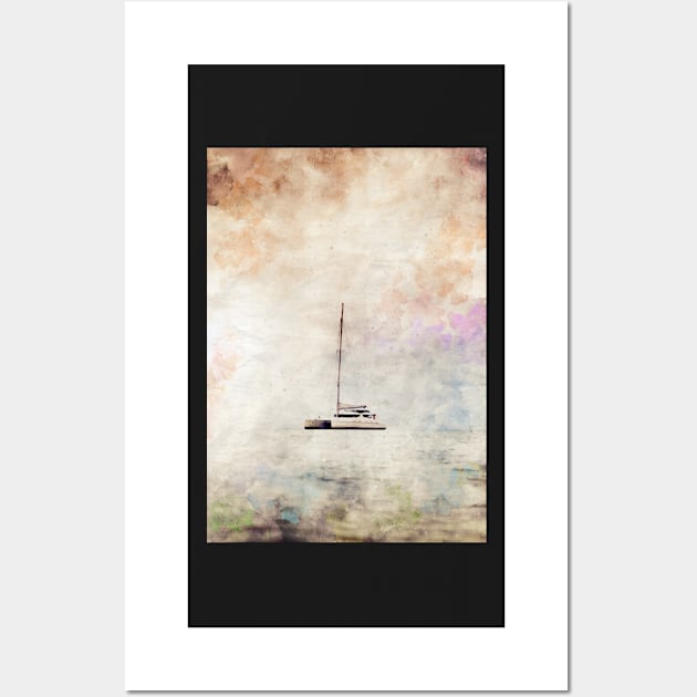 Sail boat at sea, watercolour painting Wall Art by simonrudd